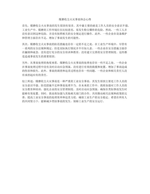 煤磨收尘火灾事故体会心得