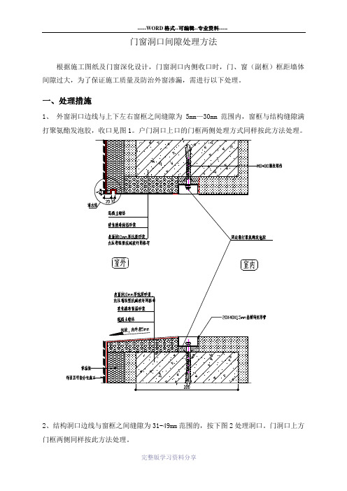 门、窗洞口缝隙处理方案