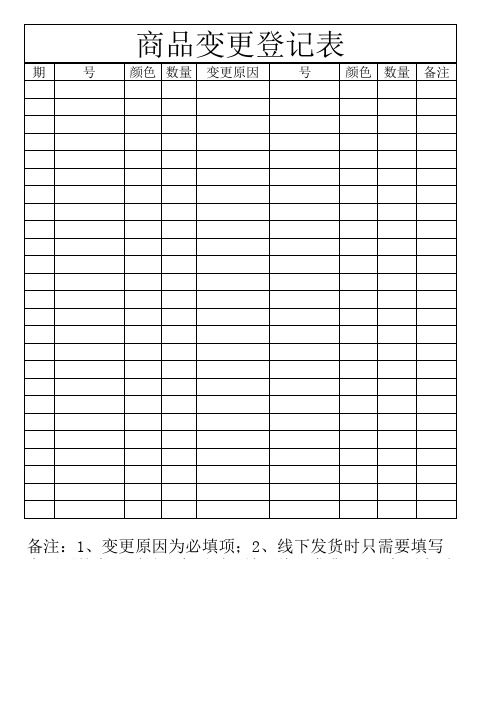 商品变更登记表