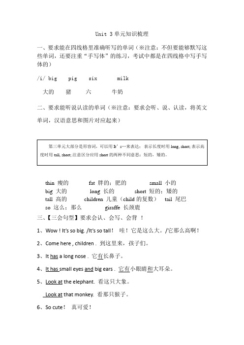 pep人教三年级英语下册  Unit 3单元知识梳理(2).doc