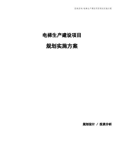 电梯生产建设项目规划实施方案