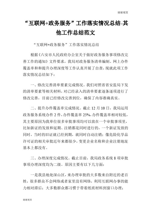 “互联网政务服务”工作落实情况总结其他工作总结范文.doc