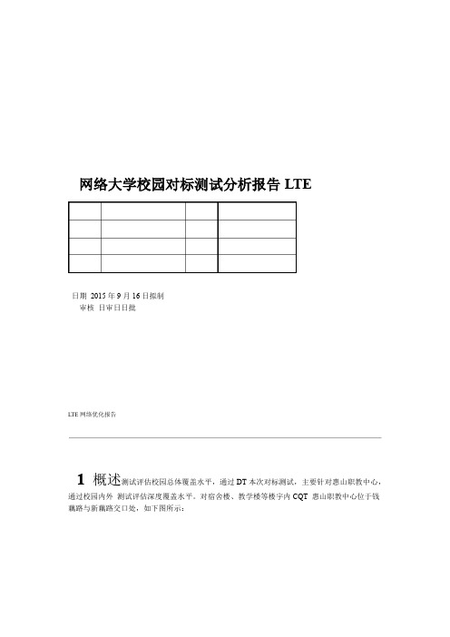 大学校园LTE网络对标测试分析报告
