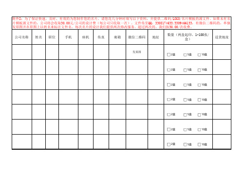 名片制作所需资料