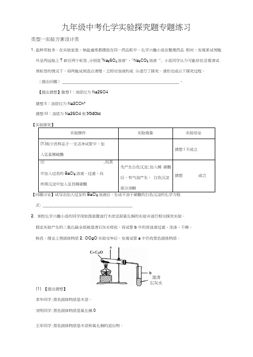 九年级中考化学实验探究题专题练习