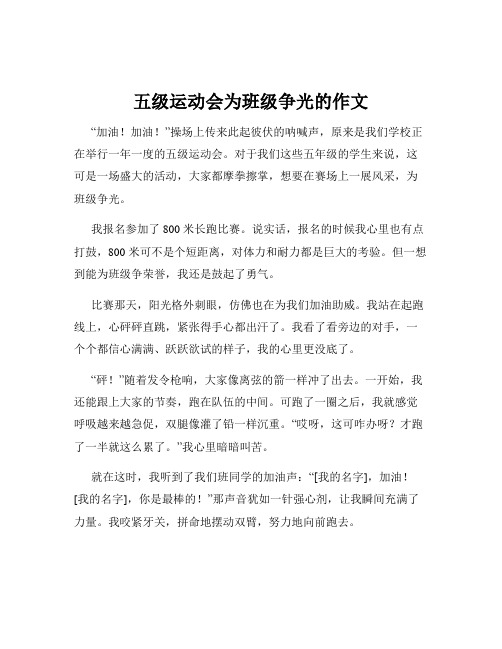 五级运动会为班级争光的作文