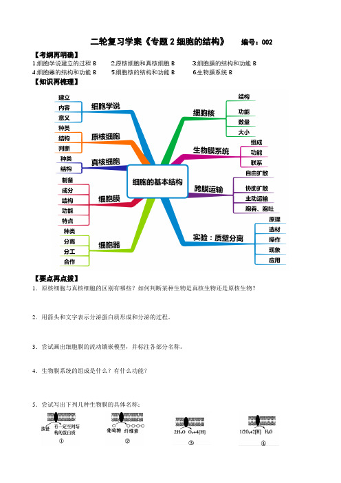 高中生物二轮复习讲义——2专题2细胞的结构