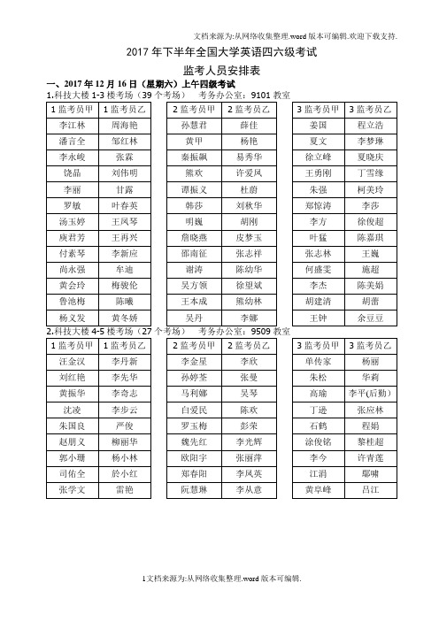 下半年全国大学英语四六级考试