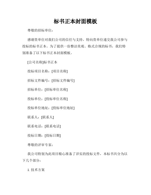标书正本封面模板