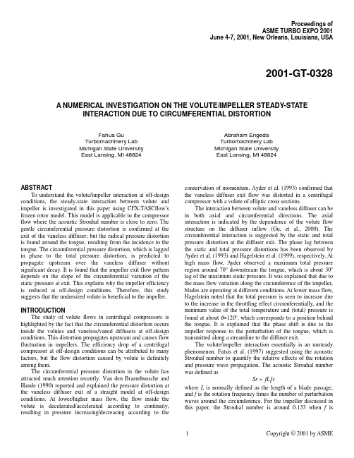 A Numerical Investigation on the Volute-Impeller Steady-State Interaction
