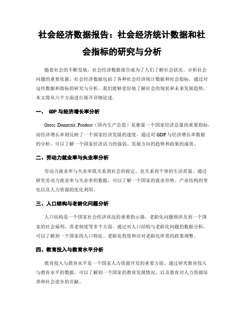 社会经济数据报告：社会经济统计数据和社会指标的研究与分析