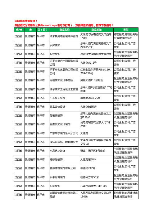2020新版江西省景德镇市乐平市装修公司工商企业公司商家名录名单黄页联系方式电话大全59家