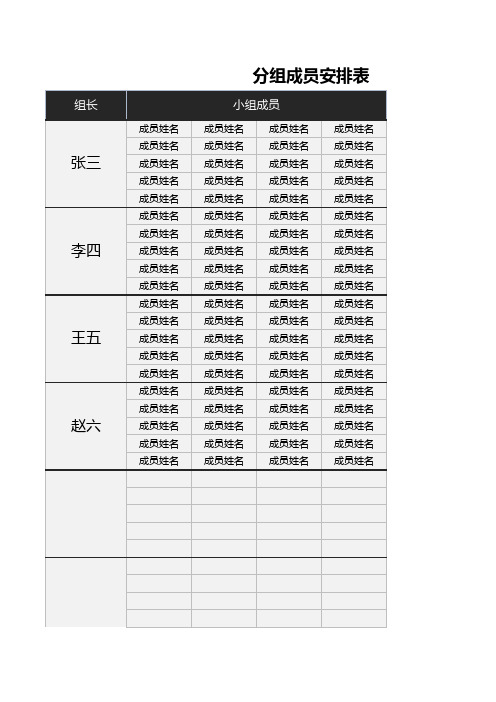 分组成员安排表1