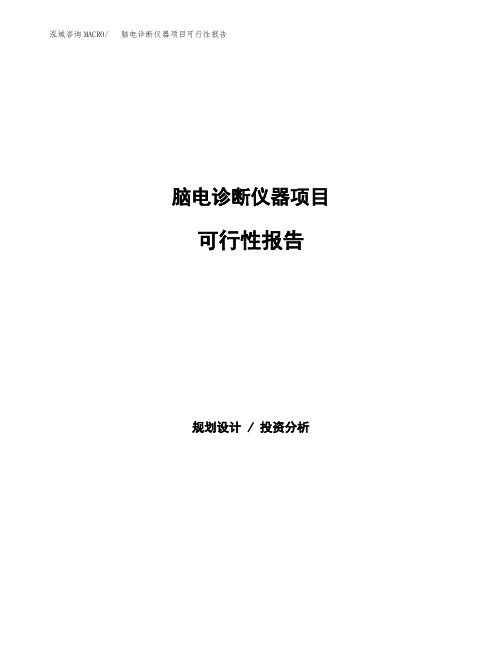 脑电诊断仪器项目可行性报告