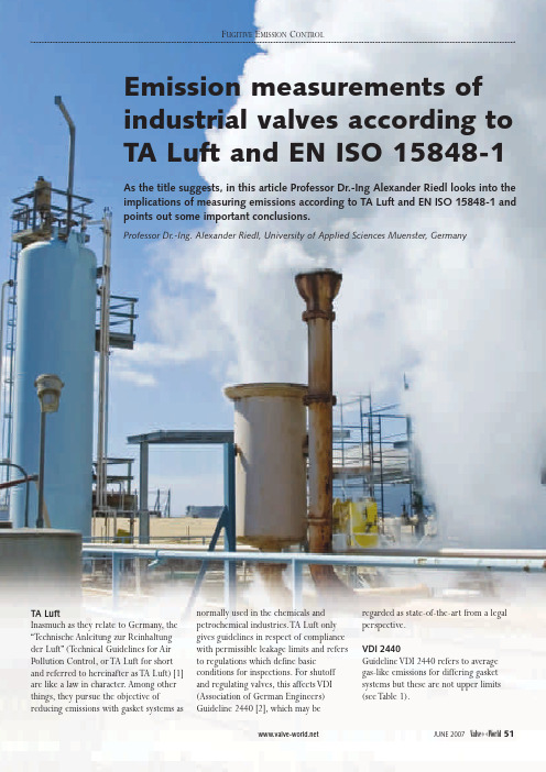 TA Luft and EN ISO 15848-1