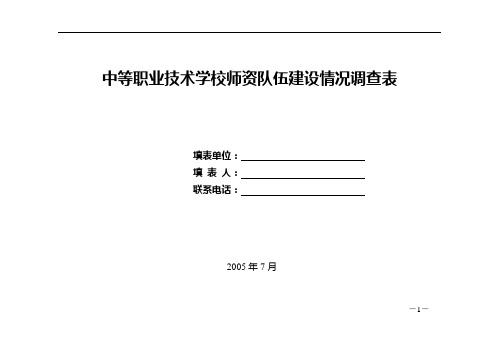 中等职业技术学校师资队伍建设情况调查表