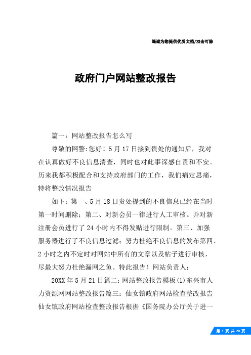 政府门户网站整改报告