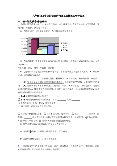 九年级语文常见的修改病句常见的修改病句含答案