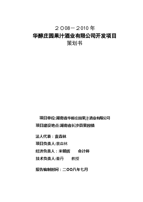 酒业开发项目策划书