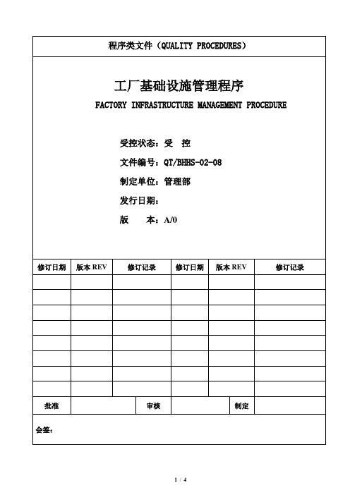 工厂基础设施管理程序