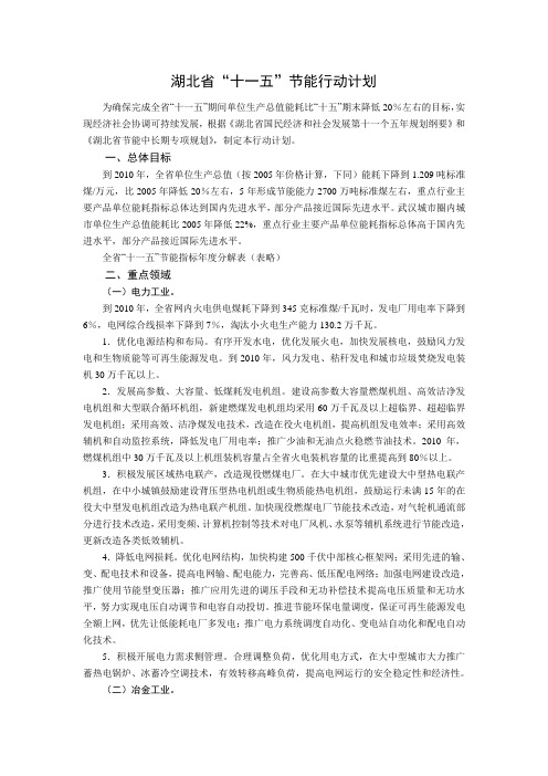 (建筑材料)湖北省节能十一五行动计划湖北省墙体材料革新与建筑