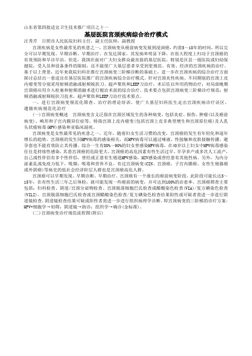 (妇科)基层医院宫颈疾病综合治疗模式