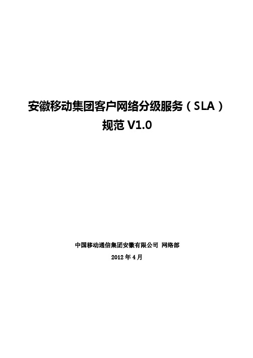 安徽移动集团客户网络分级服务(SLA)规范V10