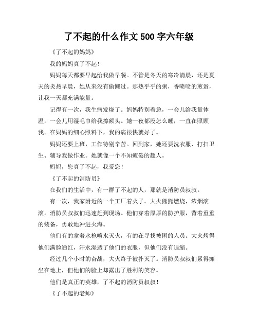 了不起的什么作文500字六年级