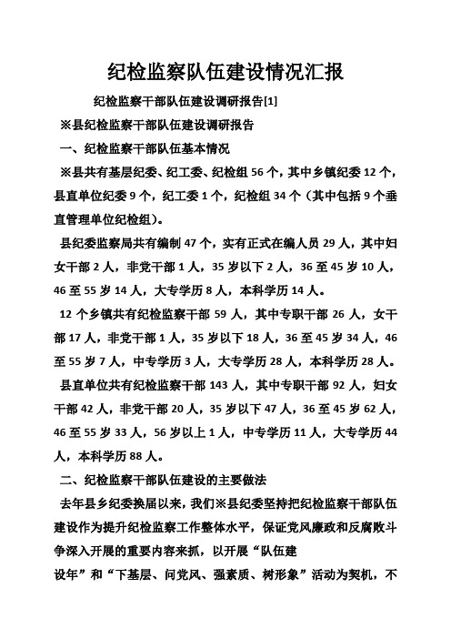 纪检监察队伍建设情况汇报