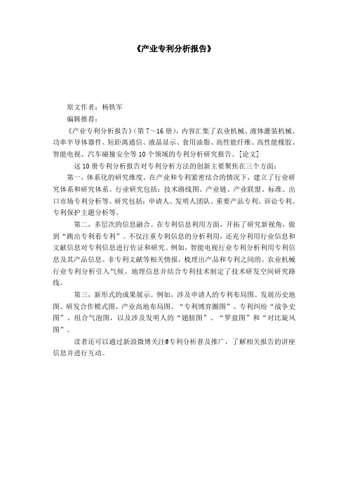 《产业专利分析报告》