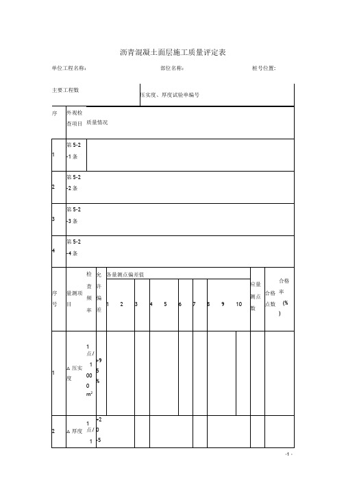 沥青混凝土面层施工质量评定表
