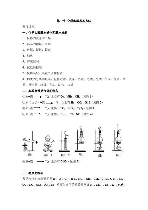 人教版高中化学必修1-1.1《化学实验基本方法》复习教案