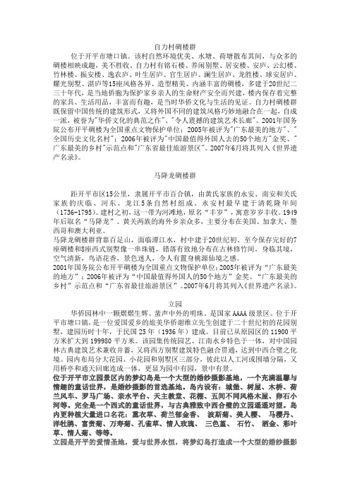 开平旅游资源调研报告