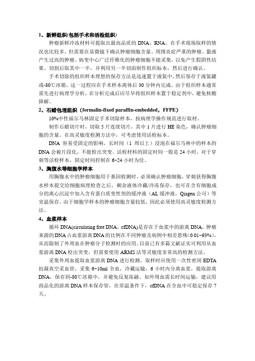 肿瘤检测样本
