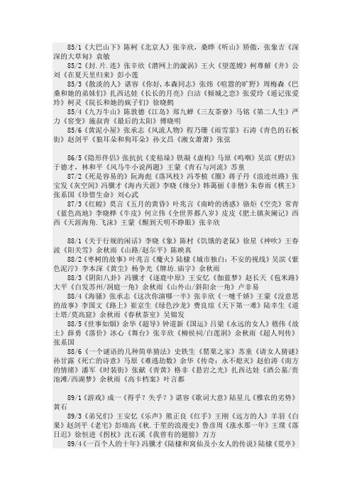 《收获》杂志历年目录
