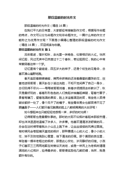 那段温暖的时光作文