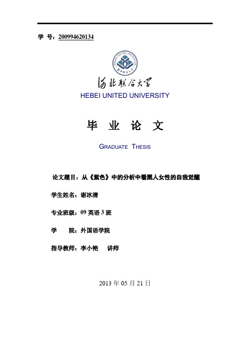 从《紫色》的分析中看黑人女性的自我觉醒英语专业