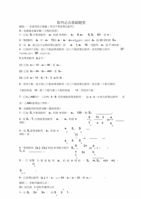 数列必会常见题型归纳