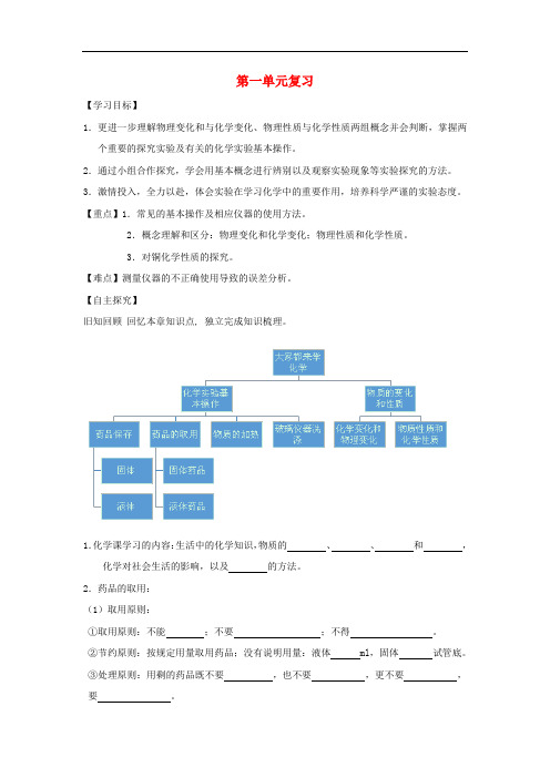 九年级化学上册第一章大家都来学化学复习精品 精品学案(新版)粤教版
