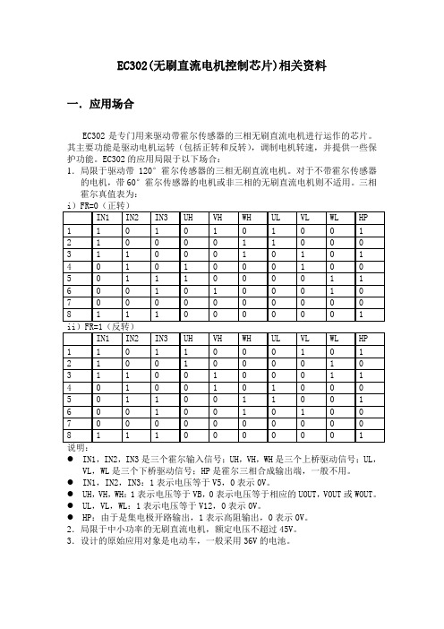 EC302(无刷直流电机控制芯片)相关资料