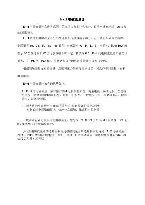 E+H电磁流量计的说明