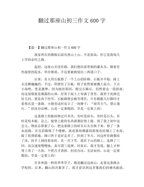 翻过那座山初三作文600字