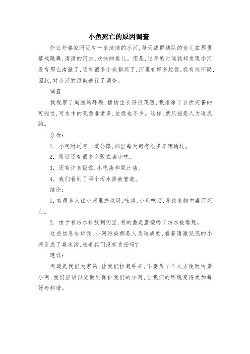 小鱼死亡的原因调查