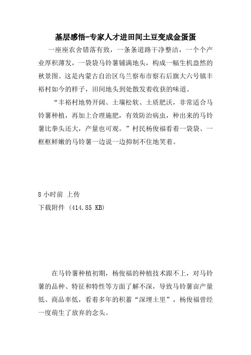 基层感悟-专家人才进田间土豆变成金蛋蛋