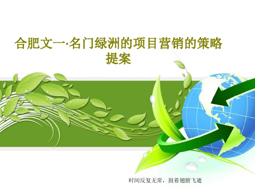 合肥文一·名门绿洲的项目营销的策略提案73页PPT
