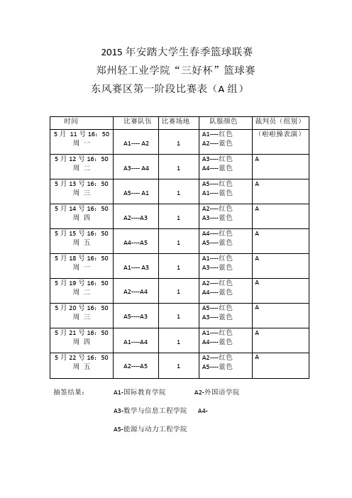 2015年安踏大学生春季篮球联赛