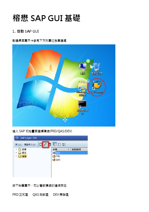 SAP 基本相关设定介绍