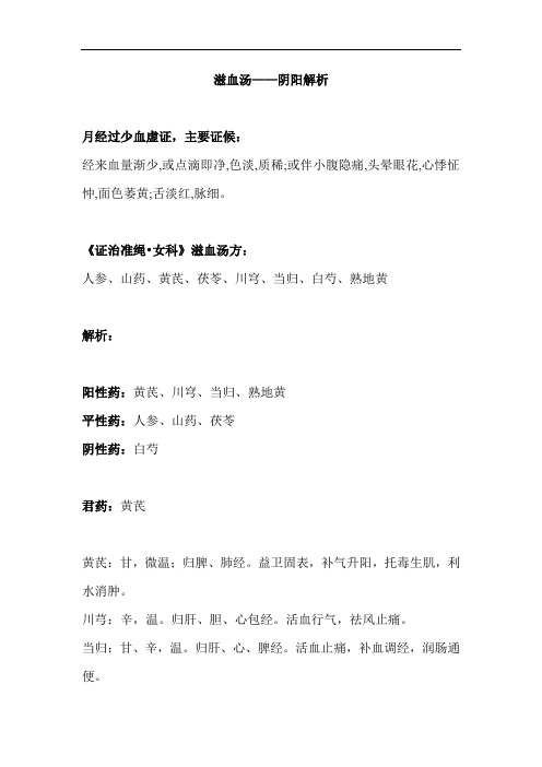 月经过少血虚证——滋血汤——阴阳解析