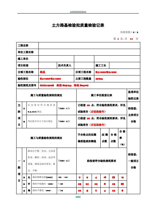城镇道路工程(CJJ1-2008)检验批质量检验记录表格1