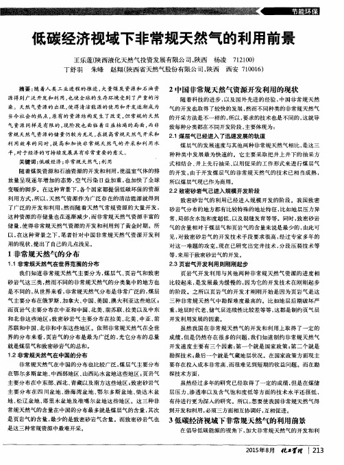 低碳经济视域下非常规天然气的利用前景
